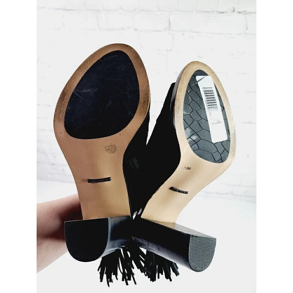 GIANNI Bini Black Hadwin Tassel Peep Toe Shoes Women's Size 7.5 - Picture 8 of 8